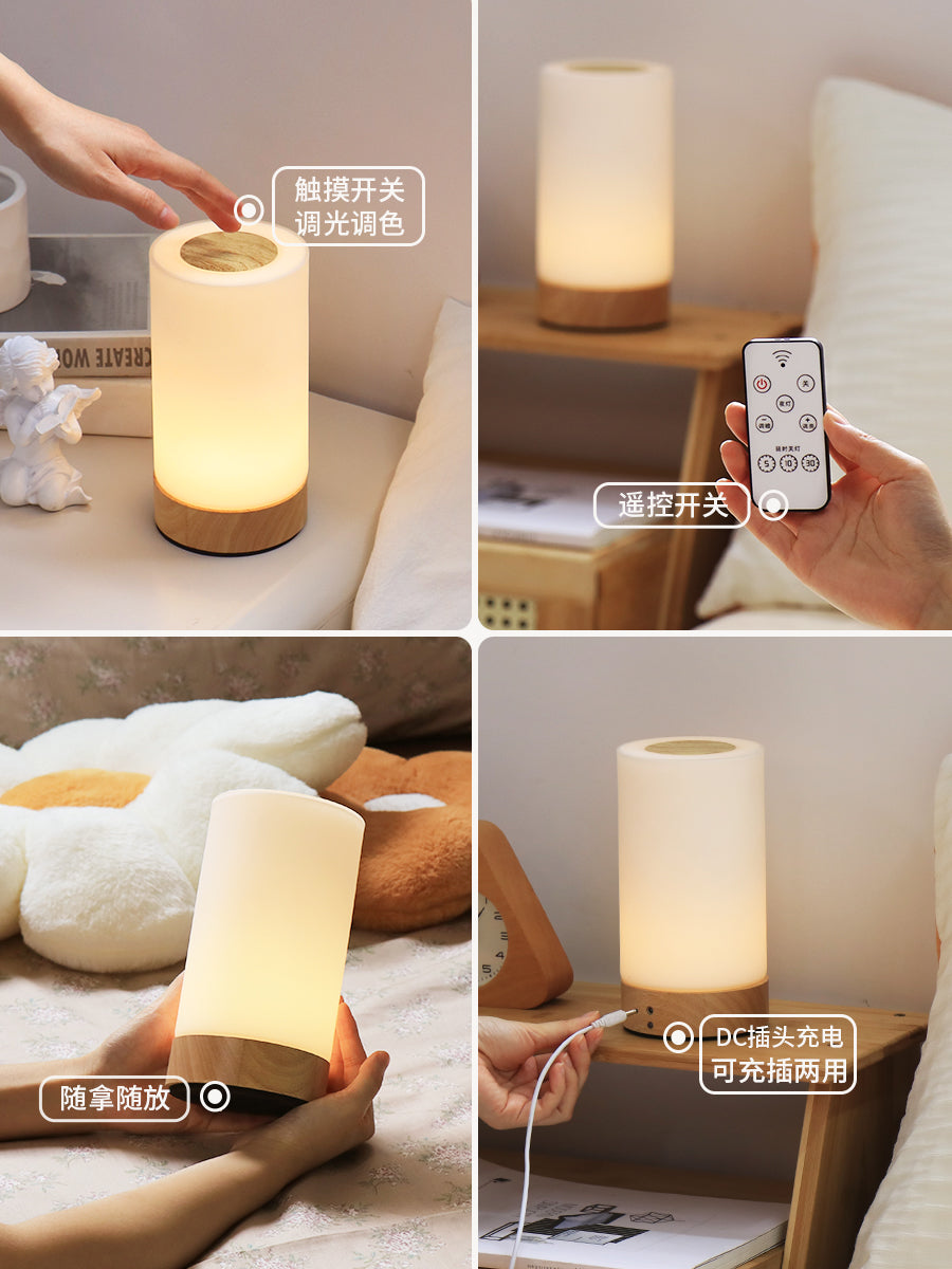 Portable Night Light Cordless Touch Remote Mini Bedside Table Lamp