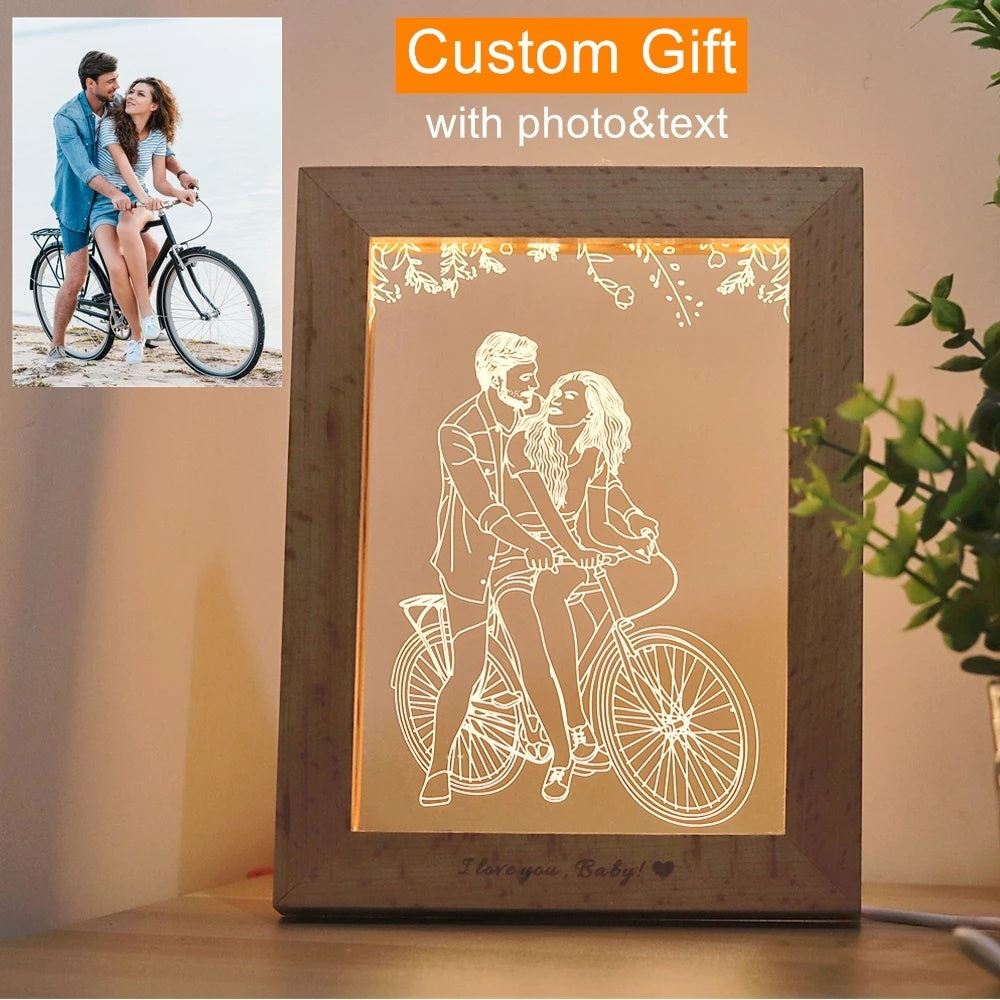 LumiFrame? ¨C Custom LED Wood Photo Frame with Engraving